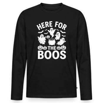 Hier Für Die Boos Halloween - Männer Premium Bio Langarmshirt - Schwarz - Vorne - Nico (187cm)