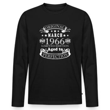 Mars 1966 - T-shirt manches longues Premium bio Homme - noir - Devant - Nico (187cm)