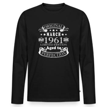March 1961| March 1961 Anniversary 1961 - Men's Premium Organic Long Sleeve Shirt - black - Front - Nico (187cm)