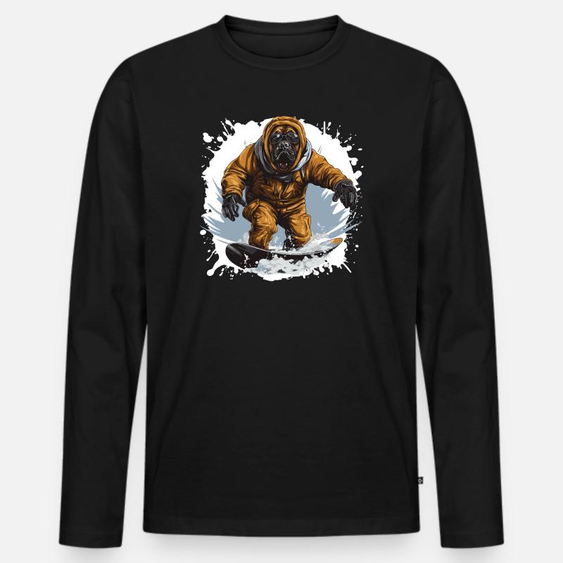 Mastiff Hund Snowboard - Männer Premium Bio Langarmshirt - Schwarz