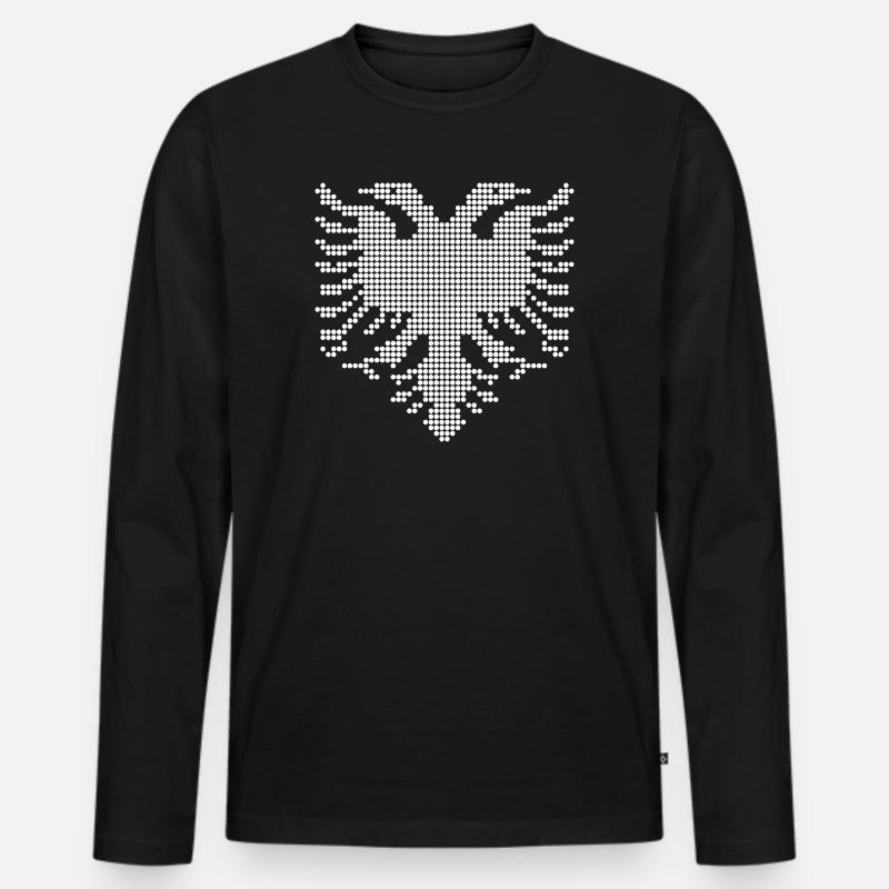 Albanisches Doppelkopf-Adler-Dotwork-Emblem - Männer Premium Bio Langarmshirt - Schwarz