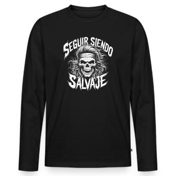Remain Wild Skull - Men's Premium Organic Long Sleeve Shirt - black - Front - Nico (187cm)