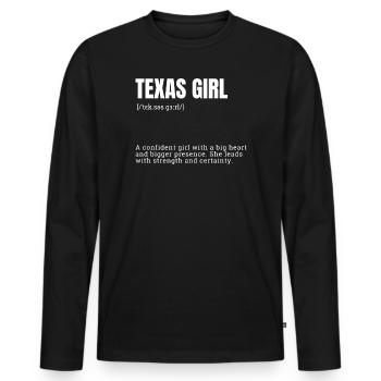 Texas Girl Selbstbewusst - Männer Premium Bio Langarmshirt - Schwarz - Vorne - Nico (187cm)