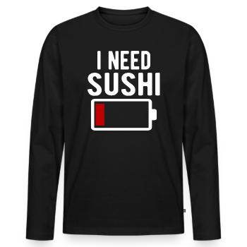 J’ai besoin d’une décharge de batterie spirituelle pour sushi - T-shirt manches longues Premium bio Homme - noir - Devant - Nico (187cm)