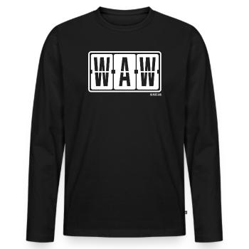 Warsaw WAW, City Souvenir Socks, Bag, Mug - Men's Premium Organic Long Sleeve Shirt - black - Front - Nico (187cm)