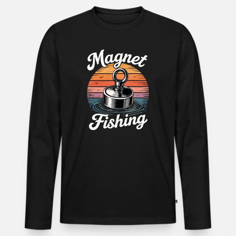 Magnetfischen - Männer Premium Bio Langarmshirt - Schwarz