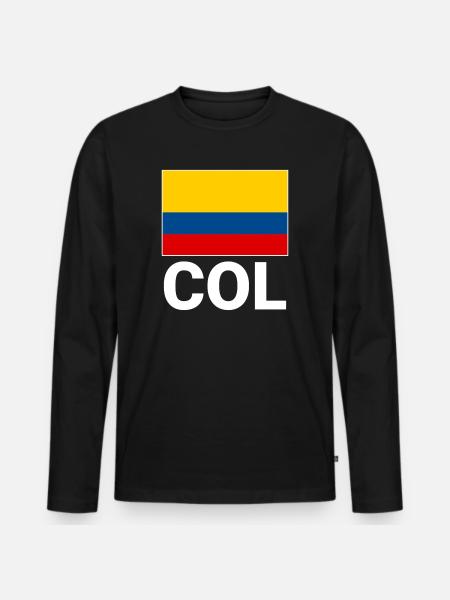 Colombia flag with abbreviation COL - Men's Premium Organic Long Sleeve Shirt - black