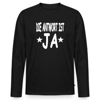 Ja - Männer Premium Bio Langarmshirt - Schwarz - Vorne - Nico (187cm)