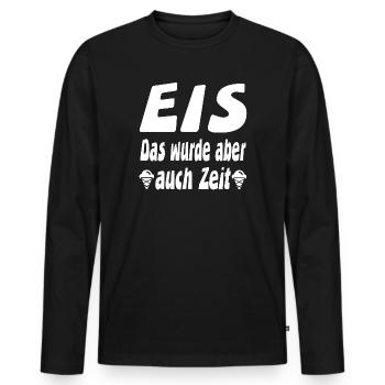 Eis - Männer Premium Bio Langarmshirt - Schwarz - Vorne - Nico (187cm)