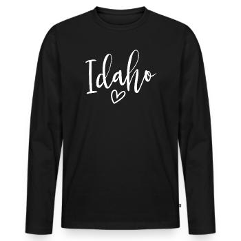 Idaho Heart Women's Love Idaho - Männer Premium Bio Langarmshirt - Schwarz - Vorne - Nico (187cm)