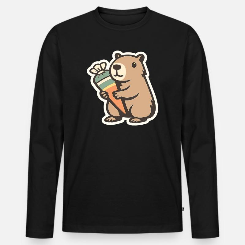 Capybara Schulkind – 1. Klasse - Männer Premium Bio Langarmshirt - Schwarz