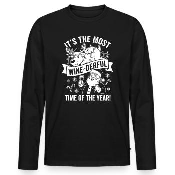 It’s the Most Wine-derful Time - Männer Premium Bio Langarmshirt - Schwarz - Vorne - Nico (187cm)