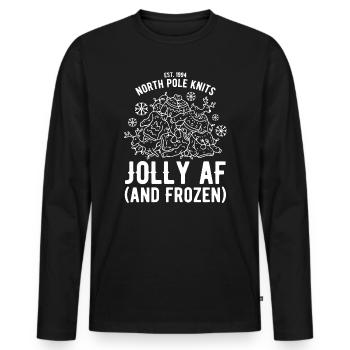 North Pole Knits – Jolly AF - Men's Premium Organic Long Sleeve Shirt - black - Front - Nico (187cm)