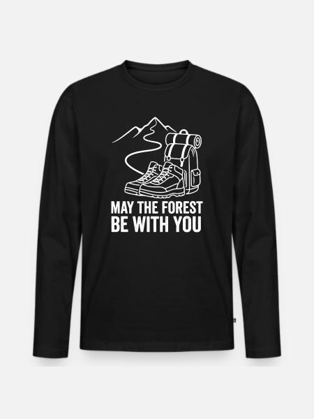Waldpfad Abenteuer Bergwandern - Männer Premium Bio Langarmshirt - Schwarz