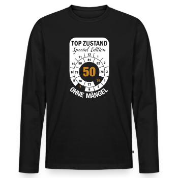 Top Zustand Spezial Edition  50 Jahre 1976 Juli - Männer Premium Bio Langarmshirt - Schwarz - Vorne - Nico (187cm)
