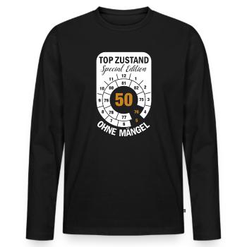 Top Zustand Spezial Edition  50 Jahre 1976 Mai - Männer Premium Bio Langarmshirt - Schwarz - Vorne - Nico (187cm)