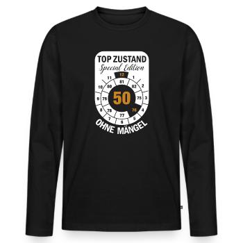 Top Zustand Spezial Edition  50 Jahre 1976 Dez. - Männer Premium Bio Langarmshirt - Schwarz - Vorne - Nico (187cm)
