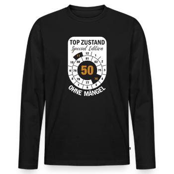 Top Zustand Spezial Edition  50 Jahre 1976 Nov. - Männer Premium Bio Langarmshirt - Schwarz - Vorne - Nico (187cm)
