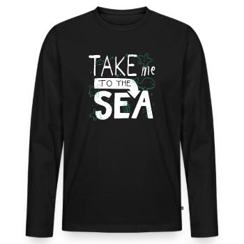 Take Me to the Sea – Doodle Meer Spruch - Männer Premium Bio Langarmshirt - Schwarz - Vorne - Nico (187cm)