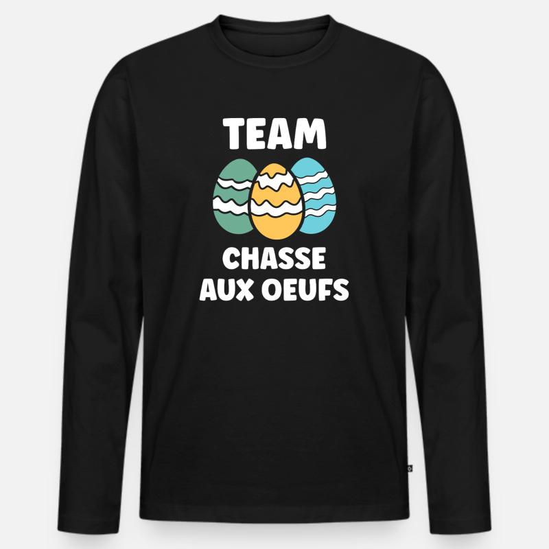 Ostern, Eiersuche - Männer Premium Bio Langarmshirt - Schwarz