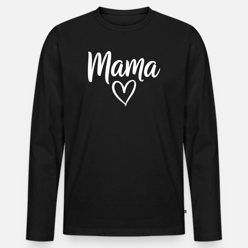 Mama Heart Script Logo - Men's Premium Organic Long Sleeve Shirt - black