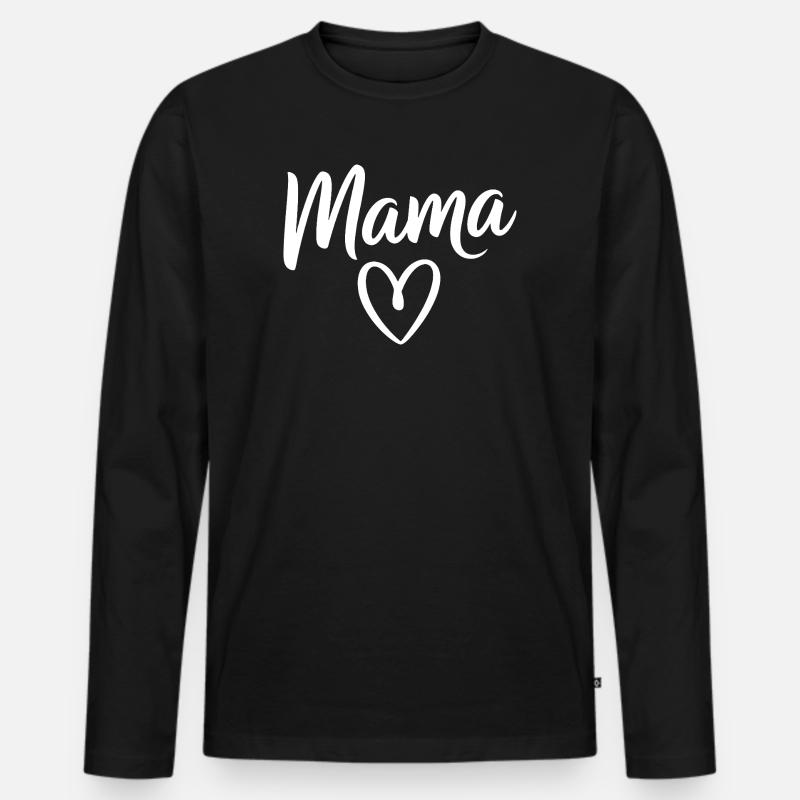 Mama Heart Skripttypografie - Männer Premium Bio Langarmshirt - Schwarz