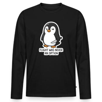 Pinguin mit Klinge - Flug war keine Option - Männer Premium Bio Langarmshirt - Schwarz - Vorne - Nico (187cm)