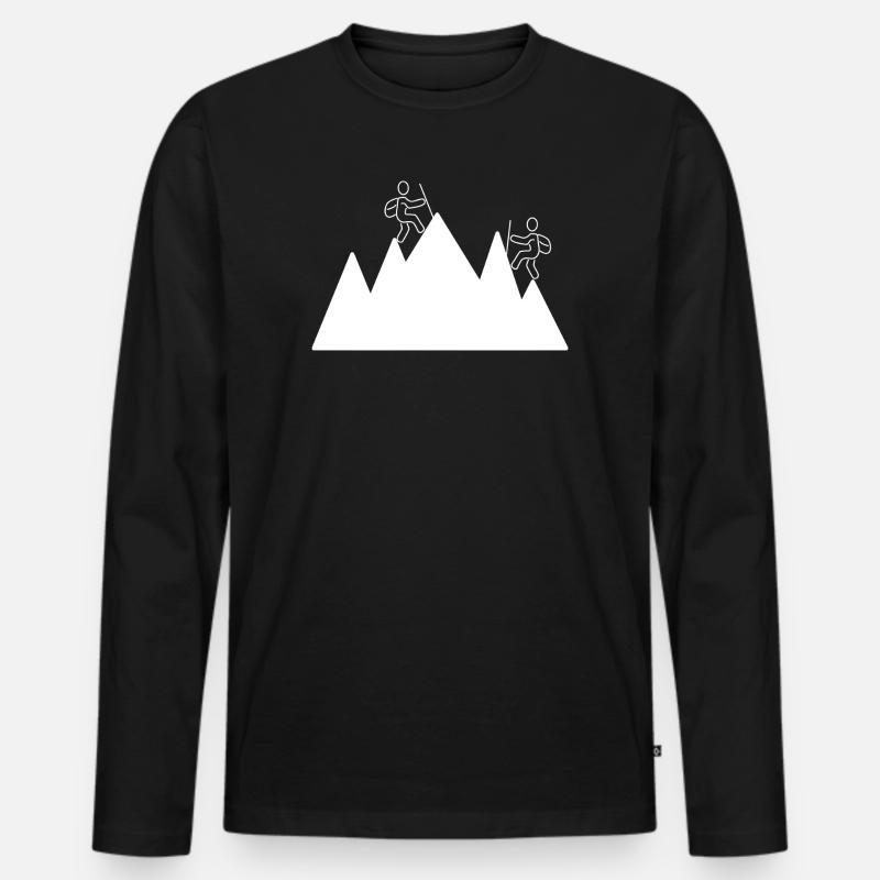 Bergsteiger Linien Silhouette - Männer Premium Bio Langarmshirt - Schwarz