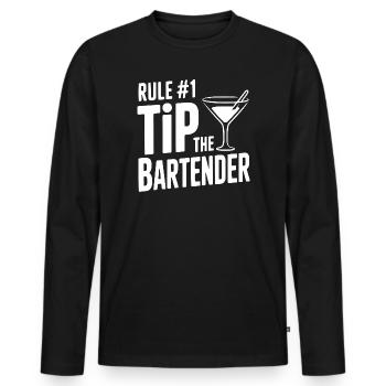 Rule #1 Tip the Bartender - Men's Premium Organic Long Sleeve Shirt - black - Front - Nico (187cm)