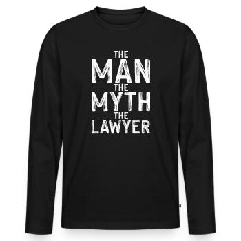 Homme Avocat du Mythe - T-shirt manches longues Premium bio Homme - noir - Devant - Nico (187cm)