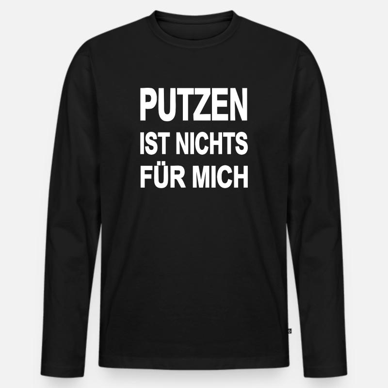 Putzen - Männer Premium Bio Langarmshirt - Schwarz