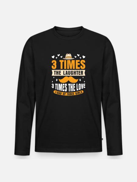 Dad father of three girls daughters - Men's Premium Organic Long Sleeve Shirt - black