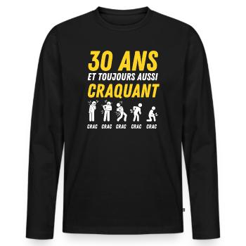 30 ans humour anniversaire vintage - T-shirt manches longues Premium bio Homme - noir - Devant - Nico (187cm)