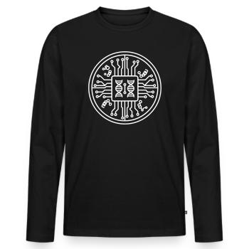 Bioinformatics Chip DNA Tech - Men's Premium Organic Long Sleeve Shirt - black - Front - Nico (187cm)