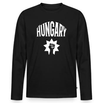Hungary - Men's Premium Organic Long Sleeve Shirt - black - Front - Nico (187cm)