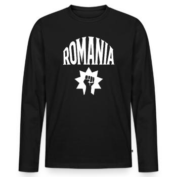Roumanie - T-shirt manches longues Premium bio Homme - noir - Devant - Nico (187cm)
