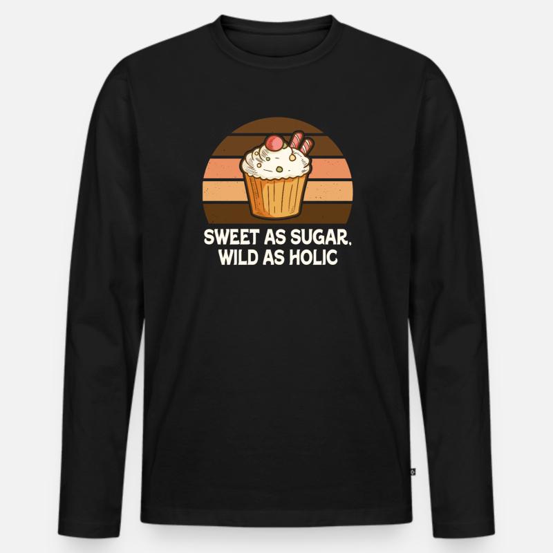 Süßer Cupcake-Retro-Sonnenuntergangsglanz - Männer Premium Bio Langarmshirt - Schwarz