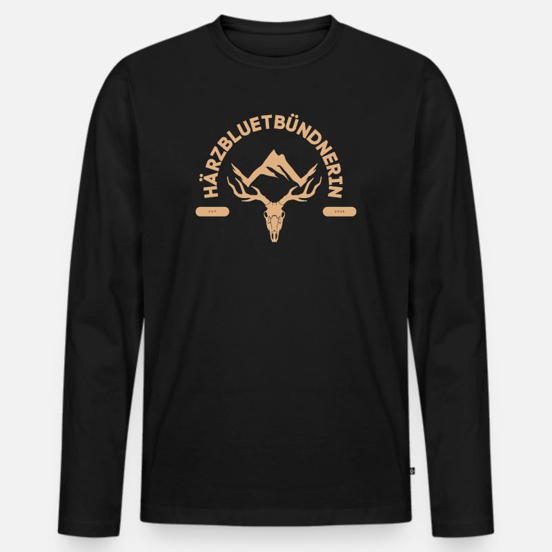 Härzbluetbündnerin - Männer Premium Bio Langarmshirt - Schwarz