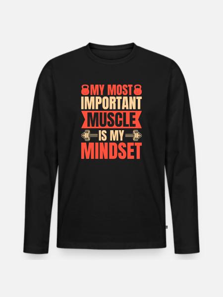 Fitness Motivation Bodybuilder Important Mindset - Men's Premium Organic Long Sleeve Shirt - black