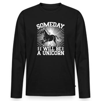 Équitation de rodéo : un jour, je serai une licorne - T-shirt manches longues Premium bio Homme - noir - Devant - Nico (187cm)