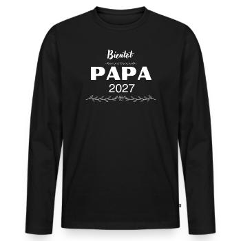 Bald Vater 2027 Schwangerschaftsankündigung - Männer Premium Bio Langarmshirt - Schwarz - Vorne - Nico (187cm)
