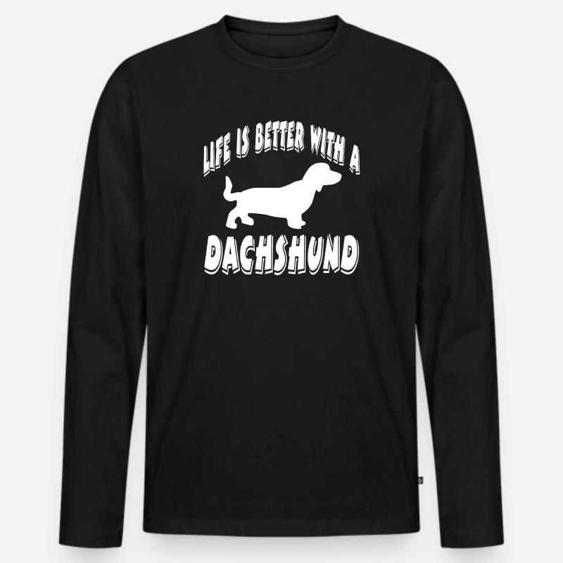 Dackel - Männer Premium Bio Langarmshirt - Schwarz
