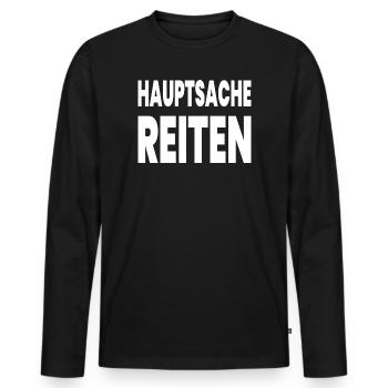 Reiten - Männer Premium Bio Langarmshirt - Schwarz - Vorne - Nico (187cm)