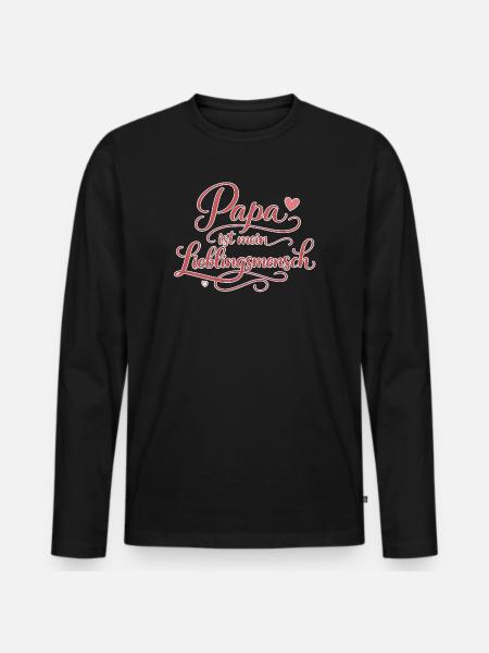 Papa Lieblingsmensch Geschenk Liebe - Männer Premium Bio Langarmshirt - Schwarz