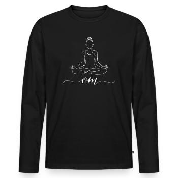 Om Meditationssilhouette - Männer Premium Bio Langarmshirt - Schwarz - Vorne - Nico (187cm)