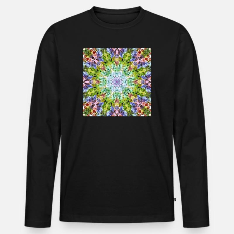 Kaleidoskop Blumenmandala - Männer Premium Bio Langarmshirt - Schwarz
