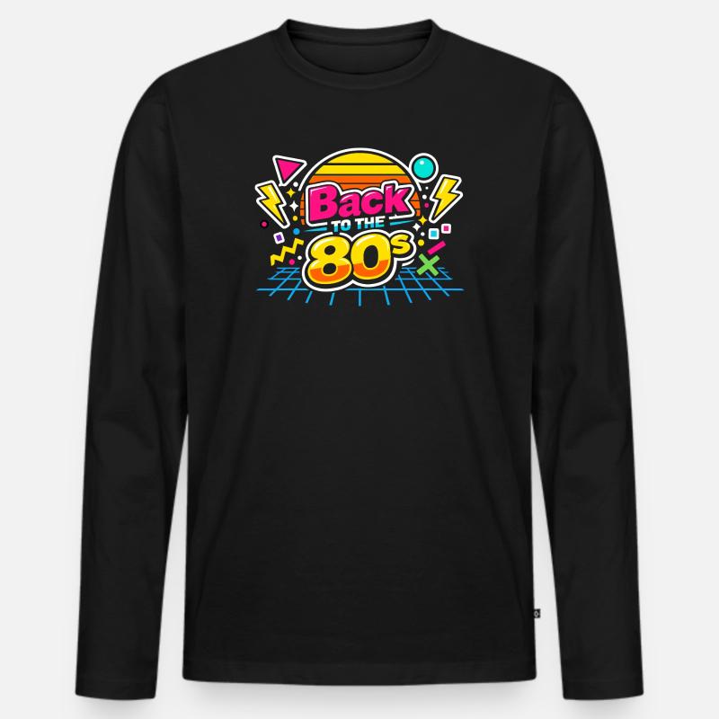 Back to the 80s - Männer Premium Bio Langarmshirt - Schwarz