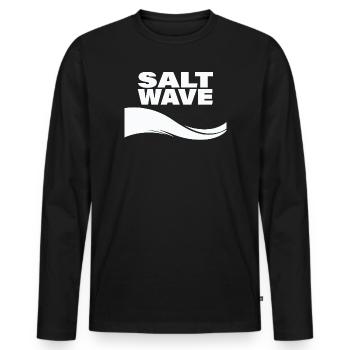 VAGUE SALÉE - T-shirt manches longues Premium bio Homme - noir - Devant - Nico (187cm)