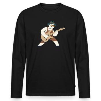 Guitar hero in vintage look outfit - Men's Premium Organic Long Sleeve Shirt - black - Front - Nico (187cm)