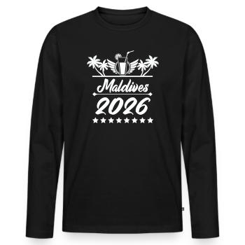 Rêve de plage Maldives 2026 - T-shirt manches longues Premium bio Homme - noir - Devant - Nico (187cm)
